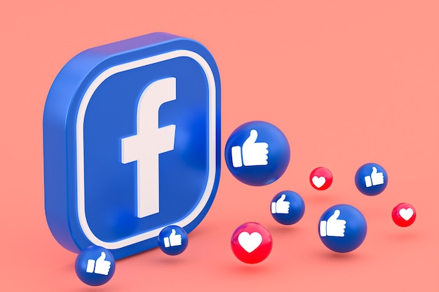 Facebook Reaktionen Emoji rendern, Social Media Ballon Symbol mit Facebook Icons Muster