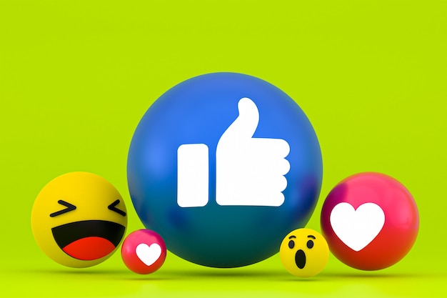 Facebook-Reaktionen Emoji, Social-Media-Ballonsymbol mit Facebook-Symbolmuster