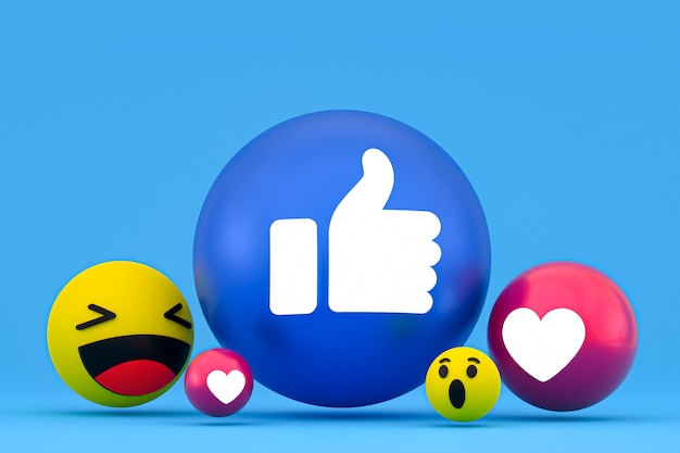 Facebook-Reaktionen Emoji, Social-Media-Ballonsymbol mit Facebook-Symbolmuster