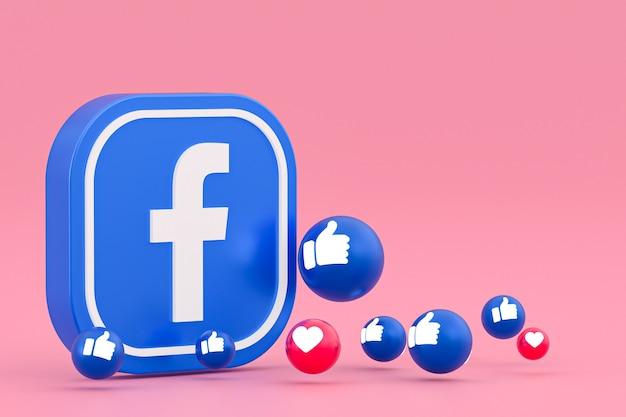 Foto facebook-reaktionen emoji, social-media-ballonsymbol mit facebook-symbolmuster