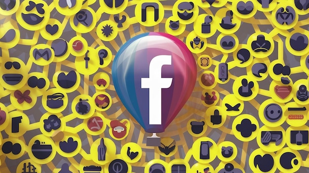 Foto facebook-reaktionen emoji soziale medien ballon-symbol mit facebook-ikonen muster