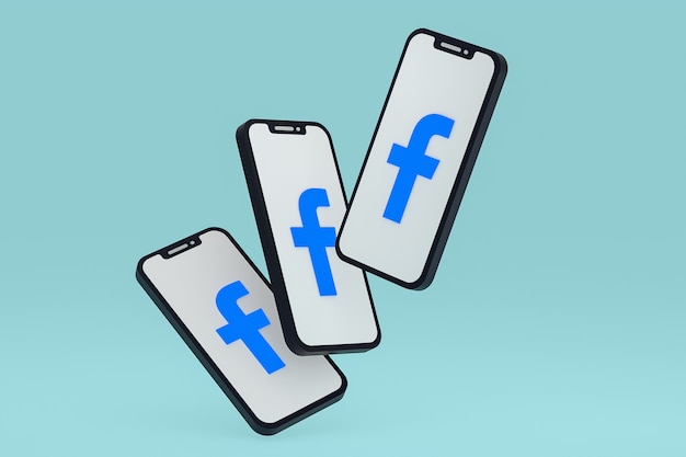 Facebook-Symbol auf dem Bildschirm Handys 3D-Rendering