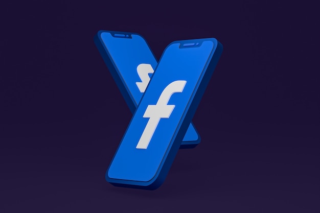 Facebook-Symbol auf dem Bildschirm Handys 3D-Rendering