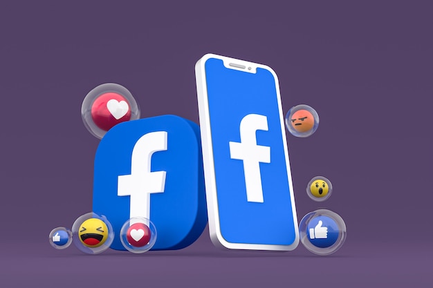 Facebook-Symbol auf dem Bildschirm Handys 3D-Rendering