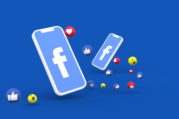 Facebook-Symbol auf dem Bildschirm Smartphone oder Handy und Facebook-Reaktionen 3d rendern