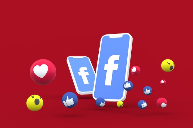 Facebook-Symbol auf dem Bildschirm Smartphone oder Handy und Facebook-Reaktionen lieben, wow, wie Emoji 3D-Rendering