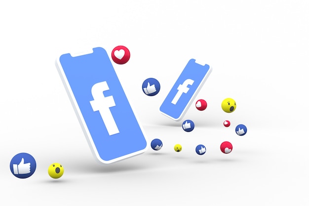 Facebook-Symbol auf dem Bildschirm Smartphone oder Handy und Facebook-Reaktionen lieben, wow, wie Emoji 3D-Rendering