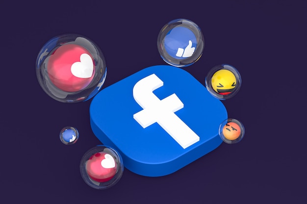 Facebook-Symbol mit Emojis 3D-Rendering