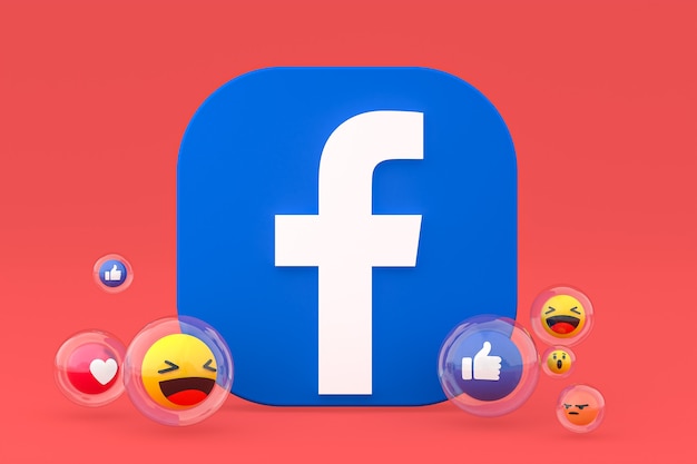 Facebook-Symbol mit Emojis 3D-Rendering