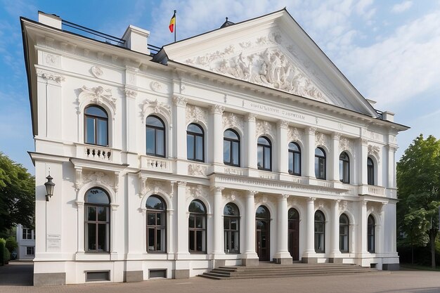 Foto la fachada blanca clásica de la casa de la cultura