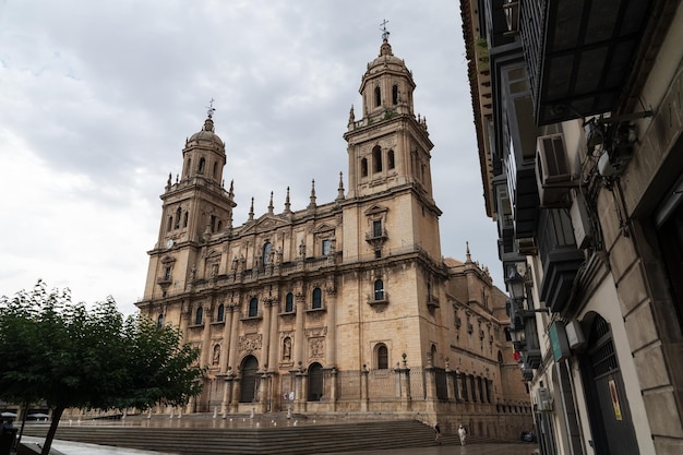 Fachada de la catedral de Jaén con sus torres Andalucía España