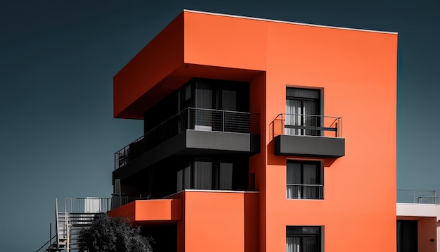 Fachada de um edifício moderno em cores