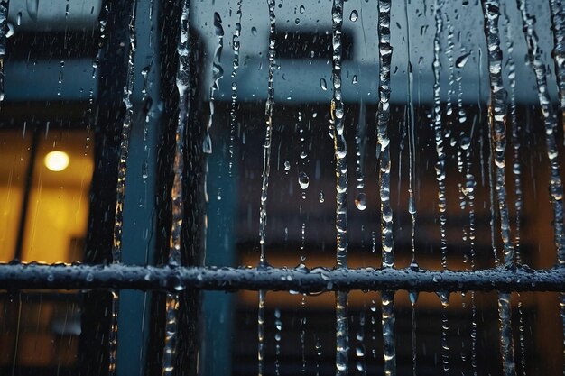 Foto la fachada del edificio empapada de lluvia