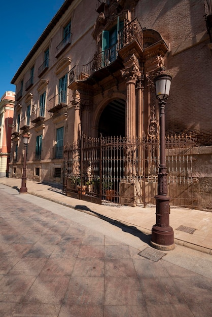 Fachada del Palacio Episcopal de estilo rococó del siglo XVIII en la Glorieta de España Murcia España