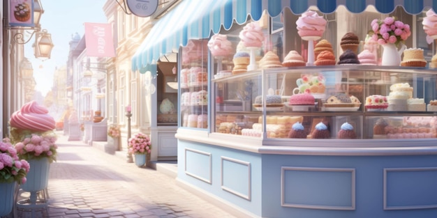 La fachada de la panadería de Lofi es hermosa, el papel tapiz atmosférico es fresco, el fondo es de estilo Lofi, anime y manga.