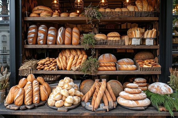 Fachada de panadería pastelería productos alimenticios pan