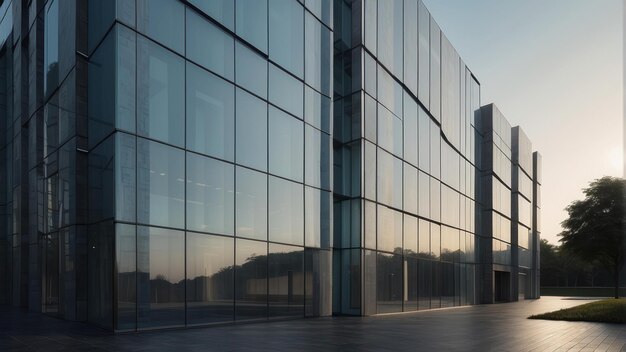 La fachada de vidrio de un edificio moderno que refleja el cielo