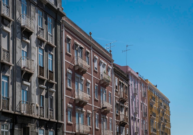 Fachadas de edifícios na cidade de Lisboa, Portugal