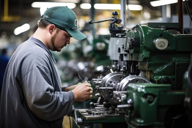 Fachleute, die verschiedene Maschinen in einem verarbeitenden oder industriellen Betrieb bedienen