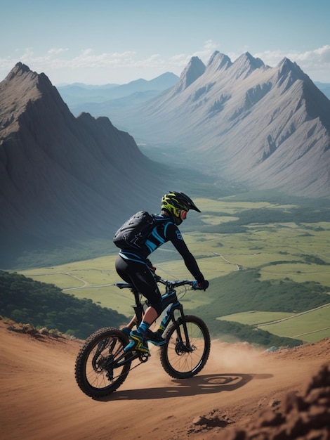 Fahren Sie mit dem Wind im Haar auf Ihrem Silhouette-Mountain-Bike durch das zerklüftete Gelände