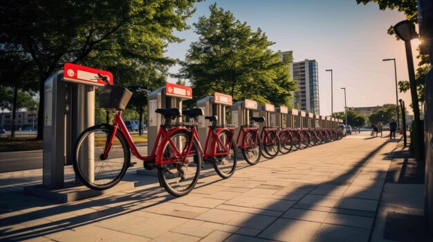 Fahrradstation in einer Stadt am Weltgesundheitstag