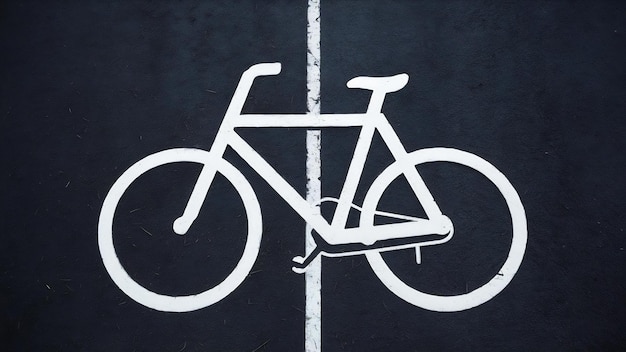 Fahrradstraße weißes Fahrradsymbol in einem städtischen Gebiet