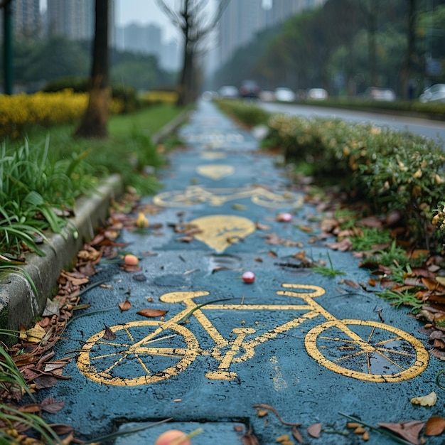 Foto fahrradwege ebnen den weg für grüne pendeln im städtischen fahrradgeschäft