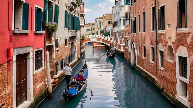 Fahrt auf Gondeln entlang des Gandkanals in Venedig, Italien