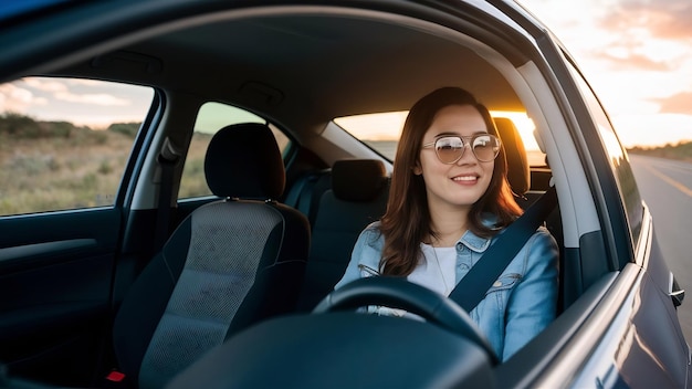 Fahrt mit dem Auto auf der Straße und Sitzplatz für kleine Personenkraftwagen auf der Straße, die für tägliche Fahrten genutzt wird