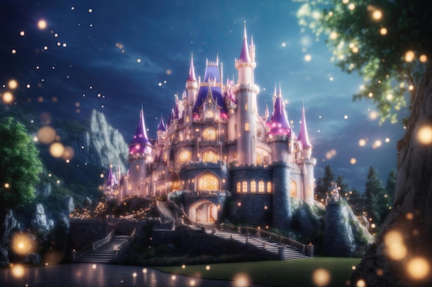 Fairy Tail inspirado lindo castelo de princesa ai generativo