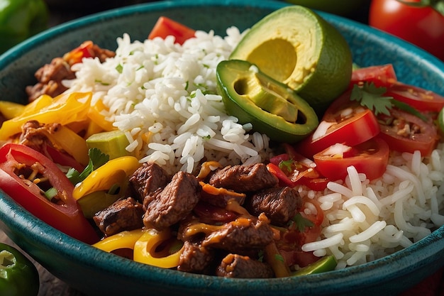 Fajita Burrito Bowls com arroz