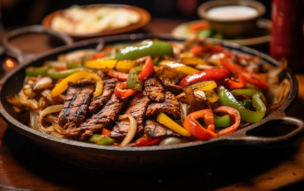 Fajitas auf einer heißen Platte