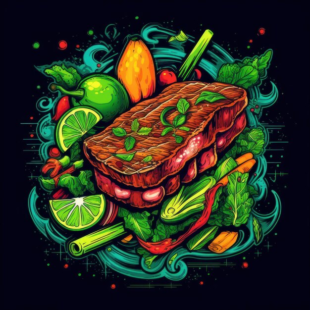 Foto fajitas de bife em estilo artístico