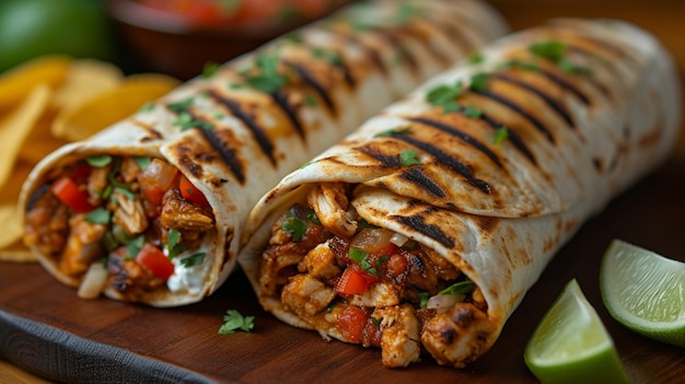 Fajitas de frango com legumes frescos