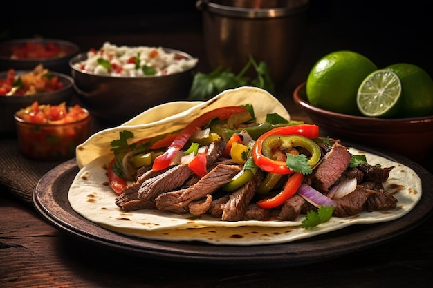 Fajitas, die mit einer würzigen Chipotle-Sauce serviert werden