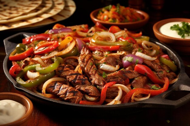 Fajitas de filete caliente