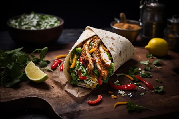 Fajitas de pollo con especias de Shawarma