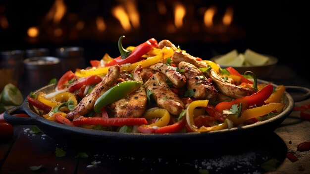 Fajitas de pollo con pimientos de colores