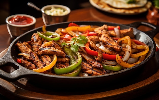 Fajitas saborosas em um prato quente