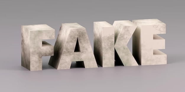 Fake News Online-Internet-Medien Täuschung und Propaganda-Journalismus 3D-Rendering Illustration Konkrete Textur