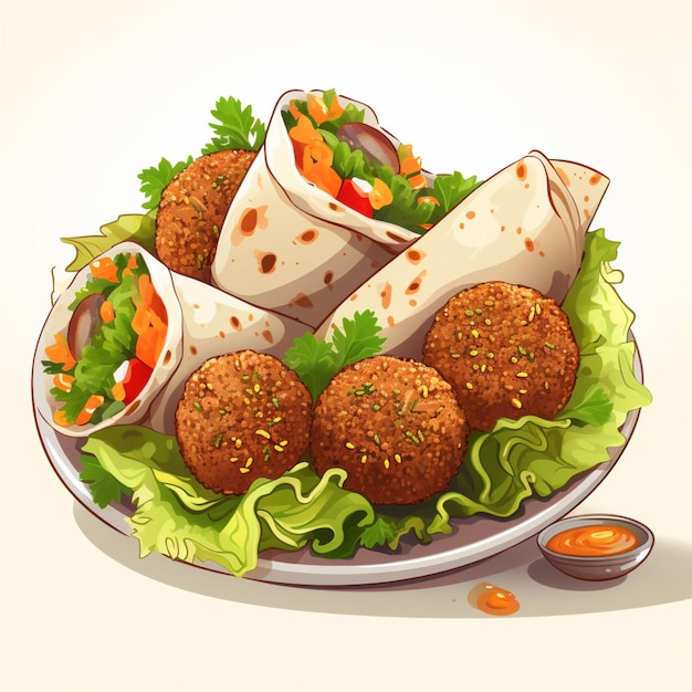 Foto falafel 2d dibujos animados de ilustración vectorial con fondo blanco