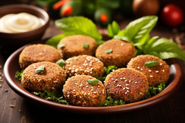 Falafel, die als Teil eines Mezze-Tablets serviert werden