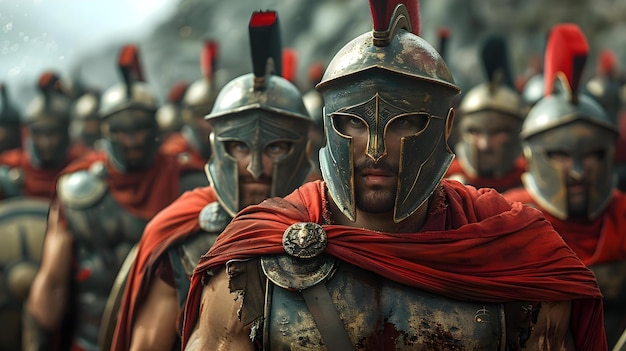 Foto falange resolve guerreros espartanos estar listos concepto guerra antigua historia espartana estrategia militar formación de batalla tácticas militares históricas
