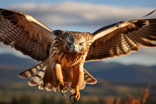 Foto falcão a voar no céu