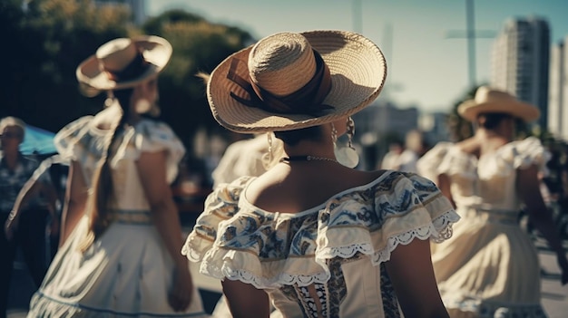 Faldas coloridas vuelan durante el baile tradicional mexicano IA generativa