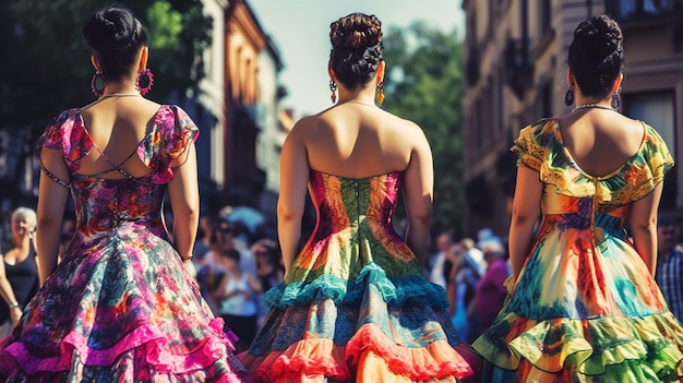 Faldas coloridas vuelan durante el baile tradicional mexicano IA generativa