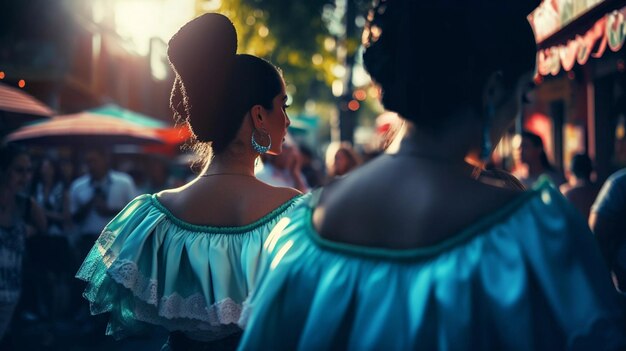 Faldas coloridas vuelan durante el baile tradicional mexicano IA generativa