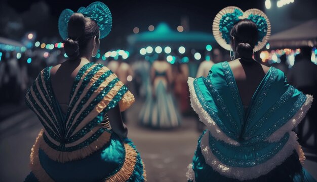Faldas coloridas vuelan durante el baile tradicional mexicano IA generativa