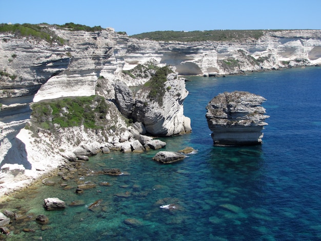 Falésias calcárias no mar mediterrâneo