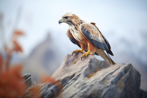 Falke auf einem Felsvorsprung im Gebirgsgebiet